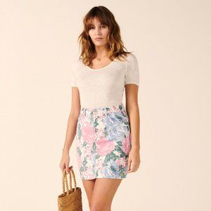 Rouje Denise Floral Denim Miniskirt 34